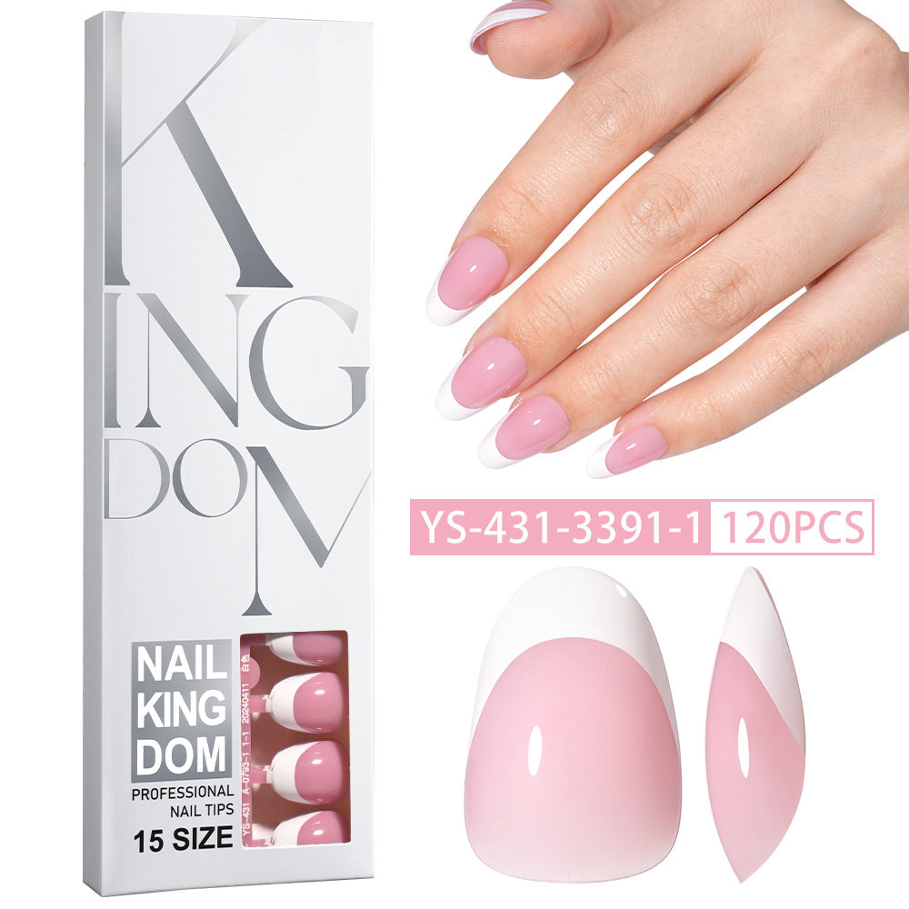 Hot-selling French-style armor, simple spray oil-shiny patch manicure removable trapezoidal nail piece 120 pieces in a box