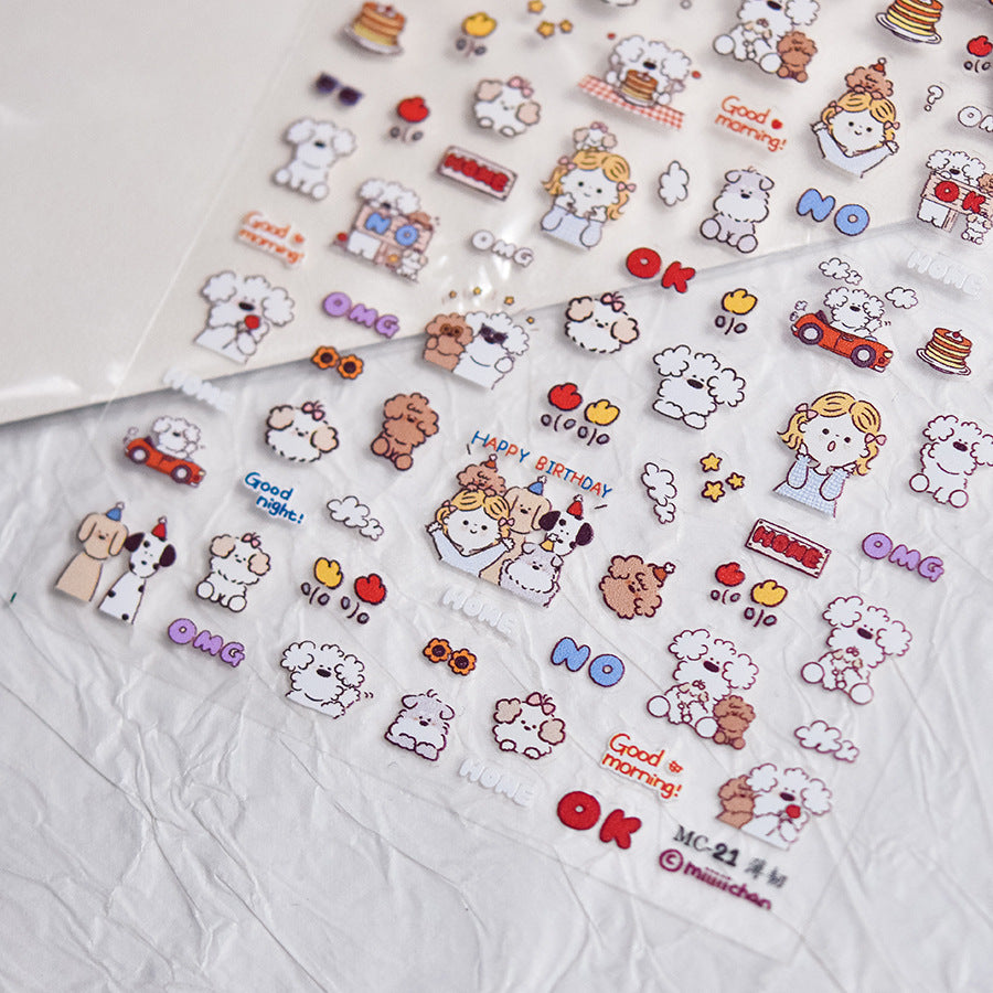 Miiichan Daily Life: "Cozy Cute Character" – 5D Embossed Nail Sticker
