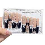 French Butterfly Bow Crystal Elegant Press On Nails