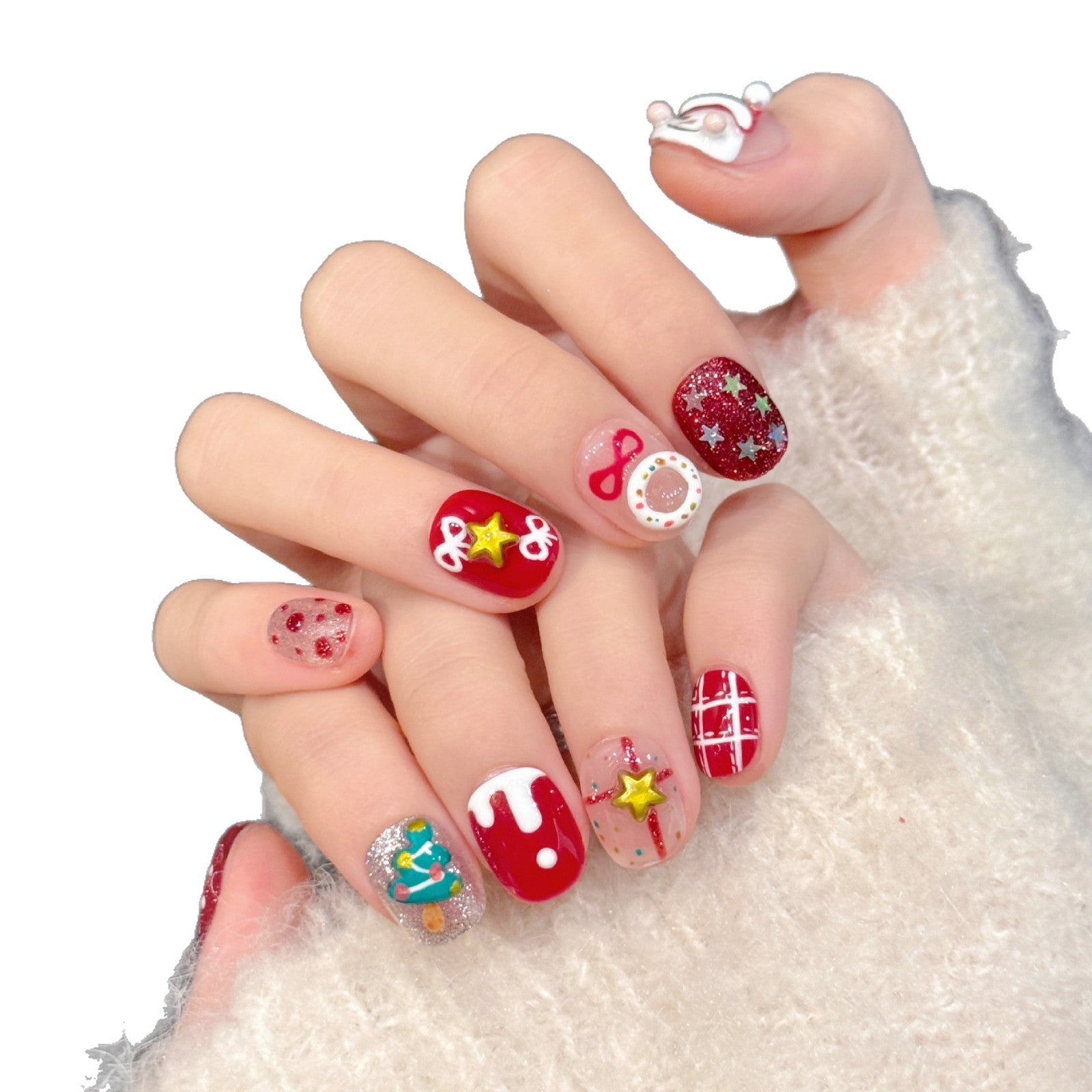 Festive Red Christmas Cute Winter Nails