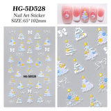 Original Christmas tree manicure sticker 5D relief three-dimensional happy Christmas elements DIY nail sticker HG model