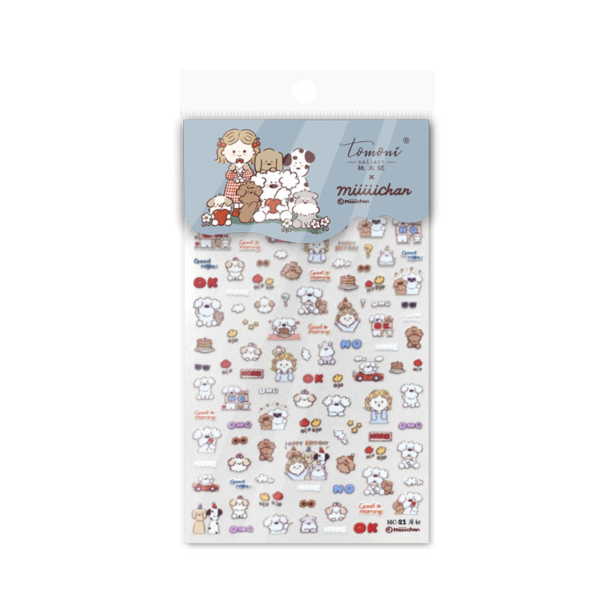 Miiichan Daily Life: "Cozy Cute Character" – 5D Embossed Nail Sticker