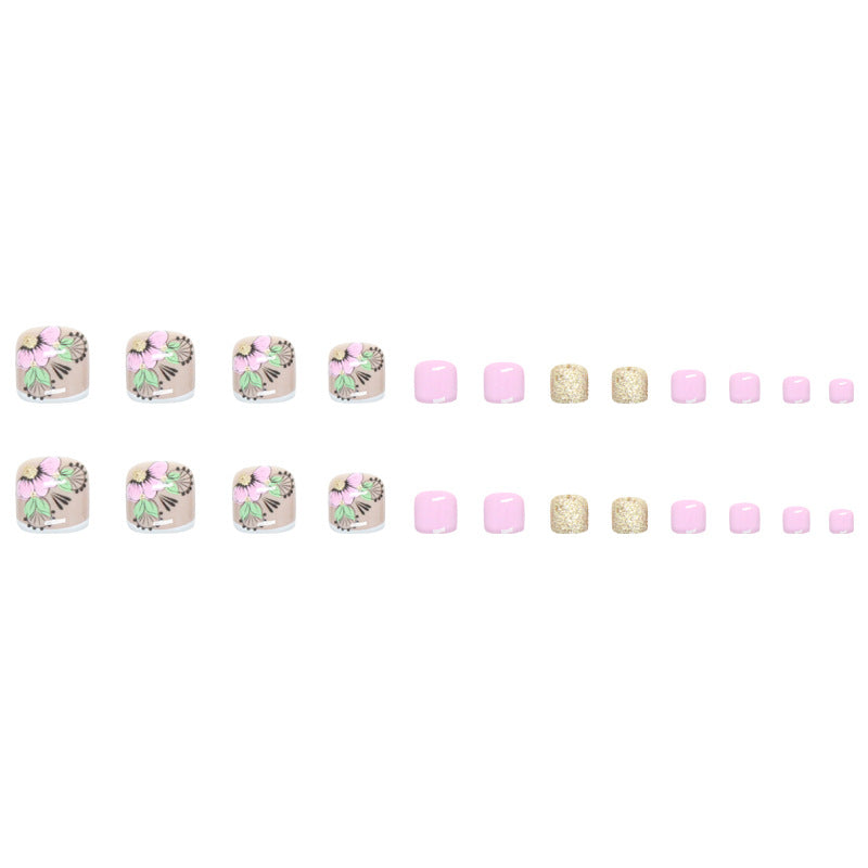 Spring and summer new products, fresh green leaves, safflower gentle girl's feet, wearing armor, flash solid color manicure pieces, Press-on toenails nail wholesale｜365nails