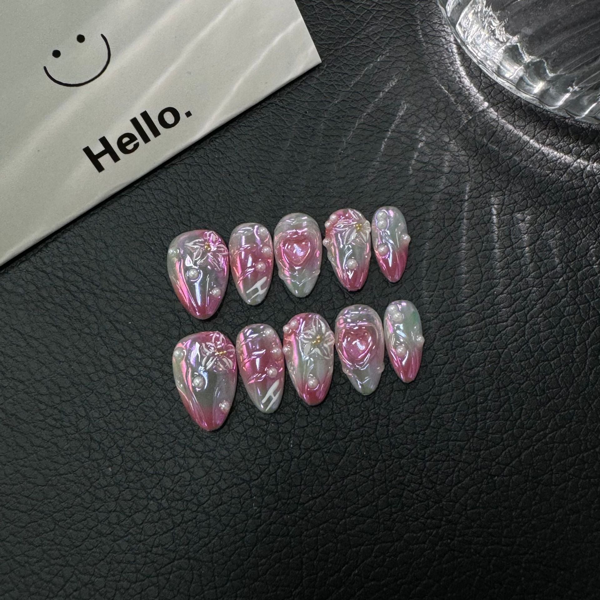 365nails: "Candy Swirl" – Abstract Marble Handmade Stiletto Nails