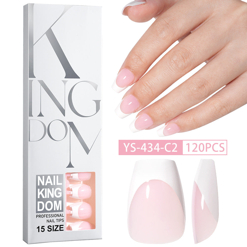 Hot-selling French-style armor, simple spray oil-shiny patch manicure removable trapezoidal nail piece 120 pieces in a box