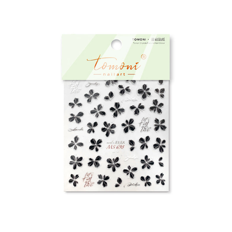 Black Clover Nail Stickers – 5D Embossed Minimalist Charm Set