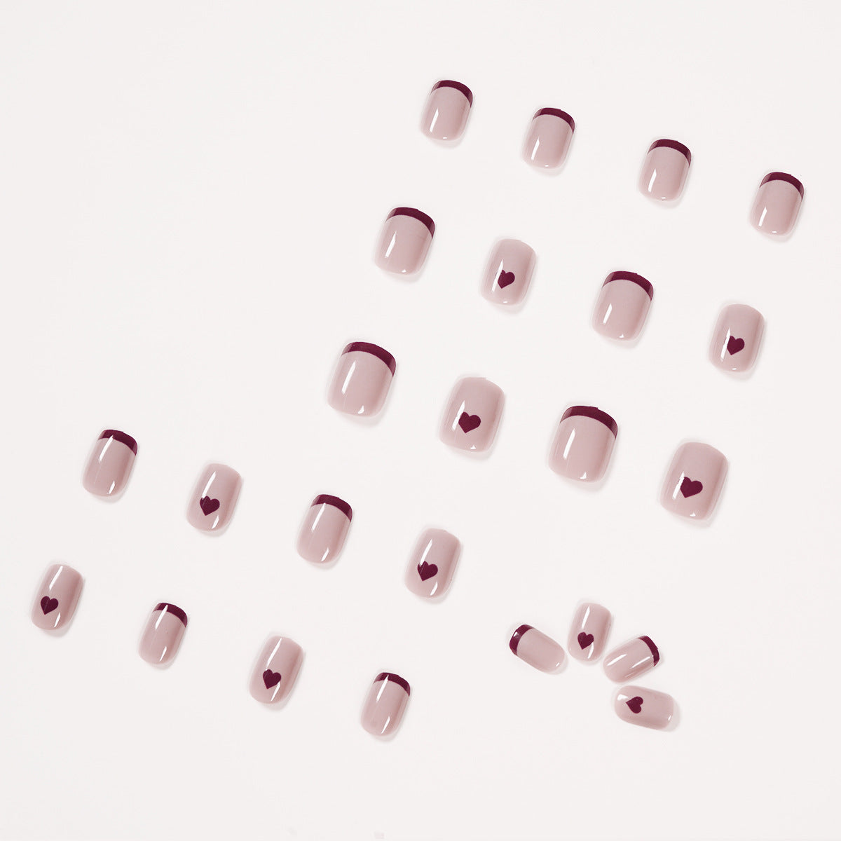 Uñas postizas con acabado de café francés Love Press on, uñas suaves, uñas removibles ｜365nails