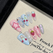365nails: "Sonho de Refrigerante de Fruta" – Unhas Stiletto Feitas à Mão com Frutas 3D