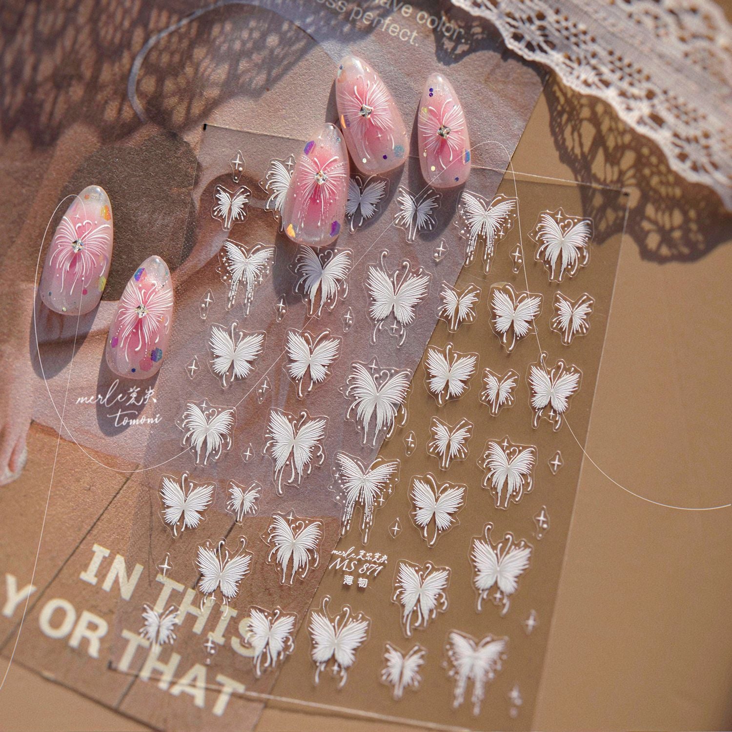 White Butterfly – 5D Embossed Ethereal Nail Art Set