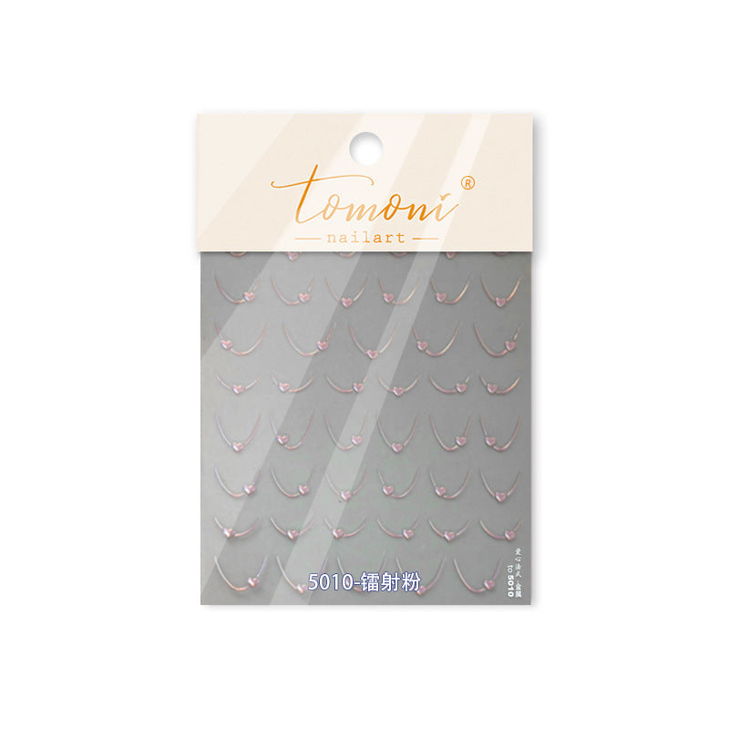 Minimalist Smile Line Collection: "Pearl Smile" – 3D Holographic Nail Sticker