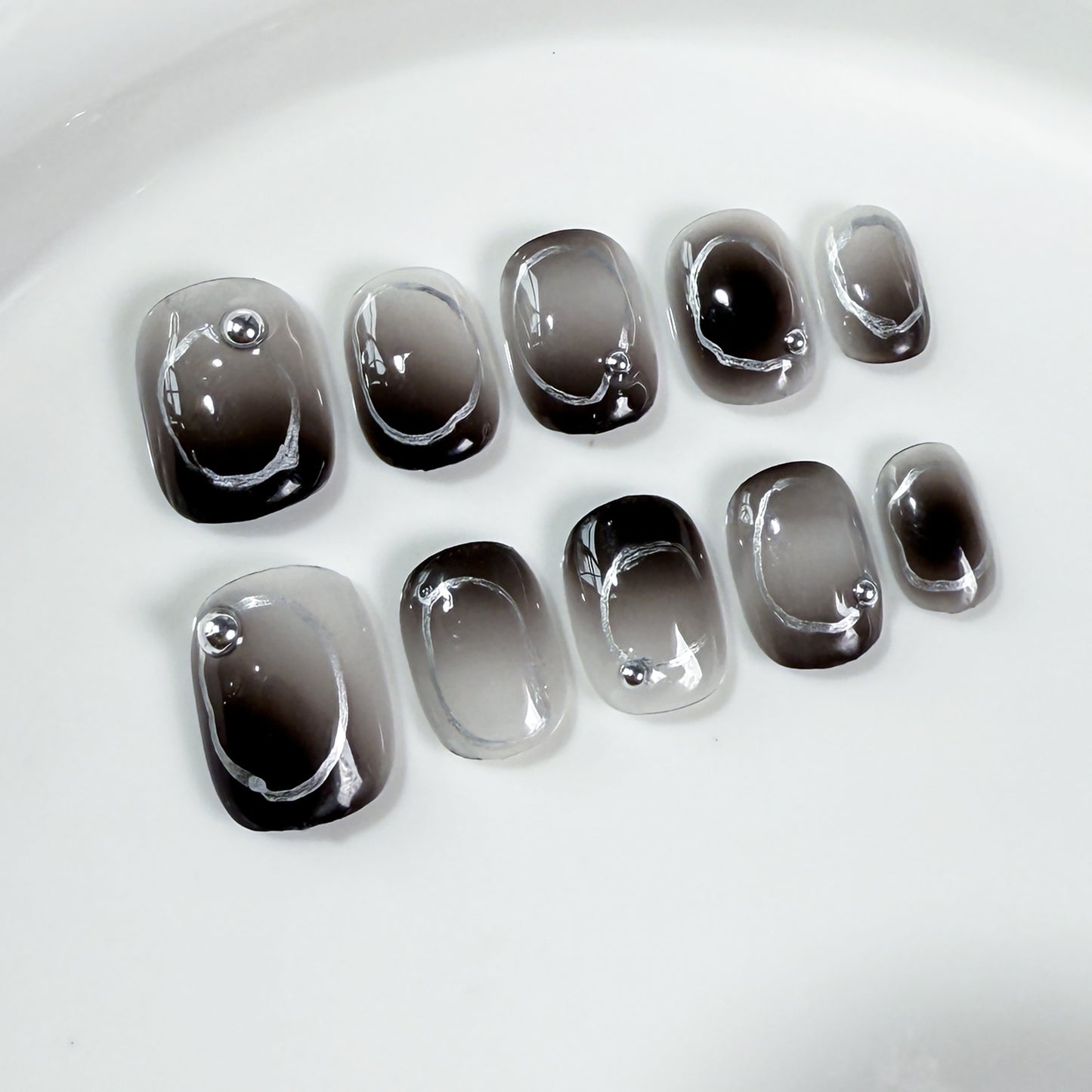Handmade press on nails short ice through the gradual change nail patch press-on nails pure hand fake nails｜365nails
