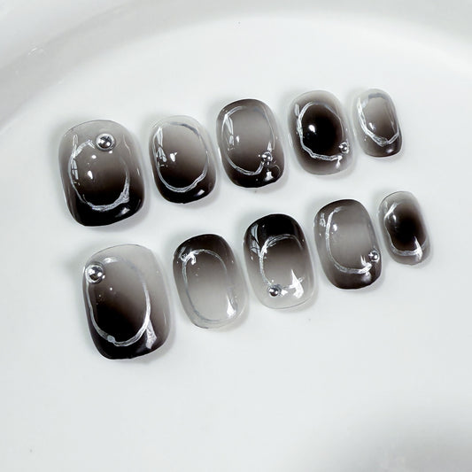 Handmade press on nails short ice through the gradual change nail patch press-on nails pure hand fake nails｜365nails