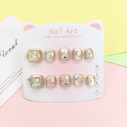 Cat’s Eye Shimmer Cute Kids Press On Nails Set