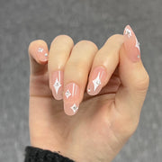 365nails: "Starlight Blush Square" – Rhinestone & Star Accent Press-on Nails