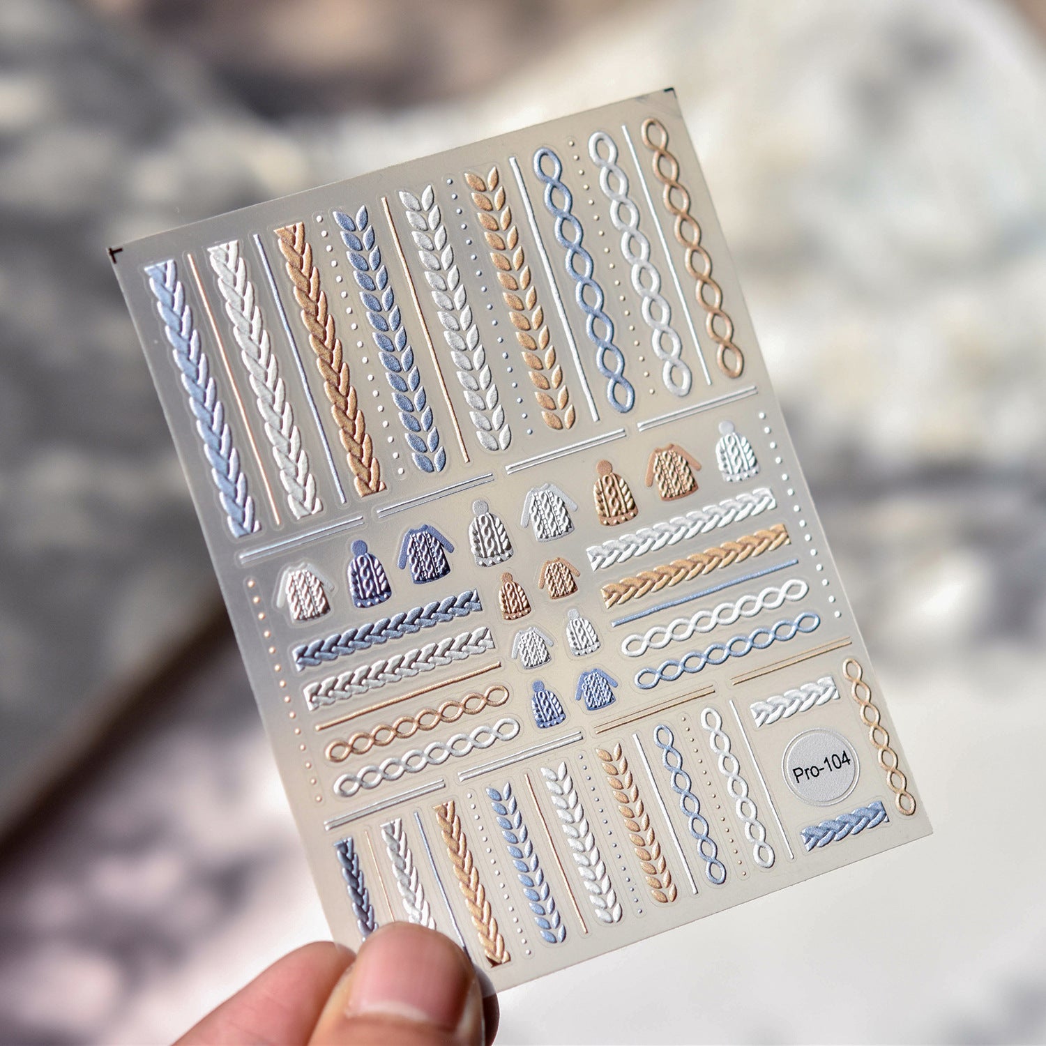 Cozy Knitwear: "Winter Warmth" – 5D Embossed Nail Sticker