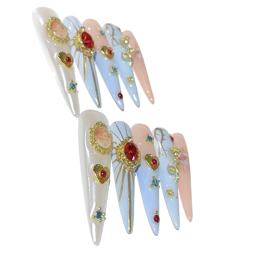 Baroque Angel Cameo Crystal Press On Nails