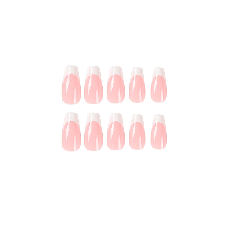 簡約白邊法式 穿戴甲 成品 可拆式 假甲｜365nails