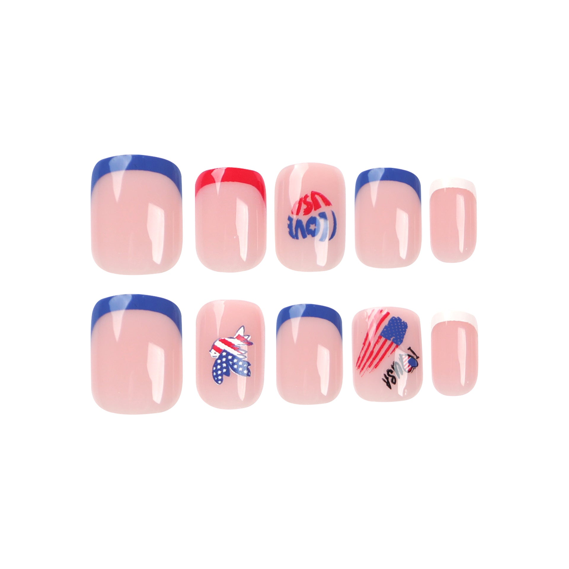 獨立日短款方形甲 美甲假甲 甲貼 成品 批發｜365nails