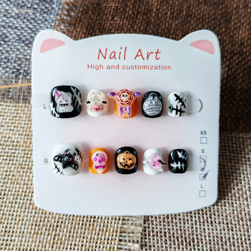 365nails-Série Infantil de Halloween Assustador: "Desfile de Monstros" – Nail Art Infantil Curta Quadrada