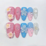 Mermaid Garden: "Seashell & Floral" – Almond Press-On Nails