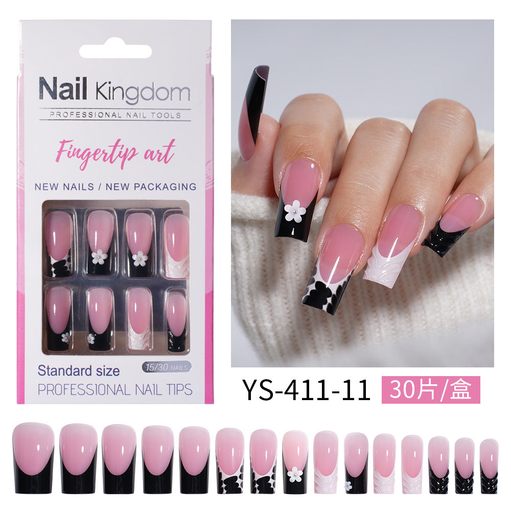 Press on nails advanced sense belt drill three-dimensional detachable nail art Spice girl fake nail press on nails wholesale