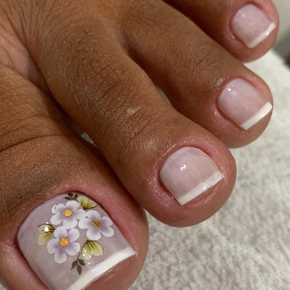 Simple yellow jasmine flower Press-on toenails fake nail pure desire French cute Press-on toenails nail special ｜365nails