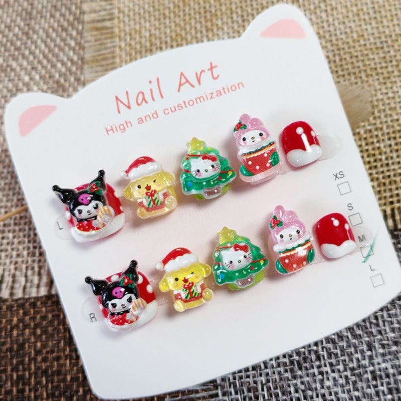 365nails：「Sanrio Christmas Party」—手工製可愛短款橢圓形穿戴甲