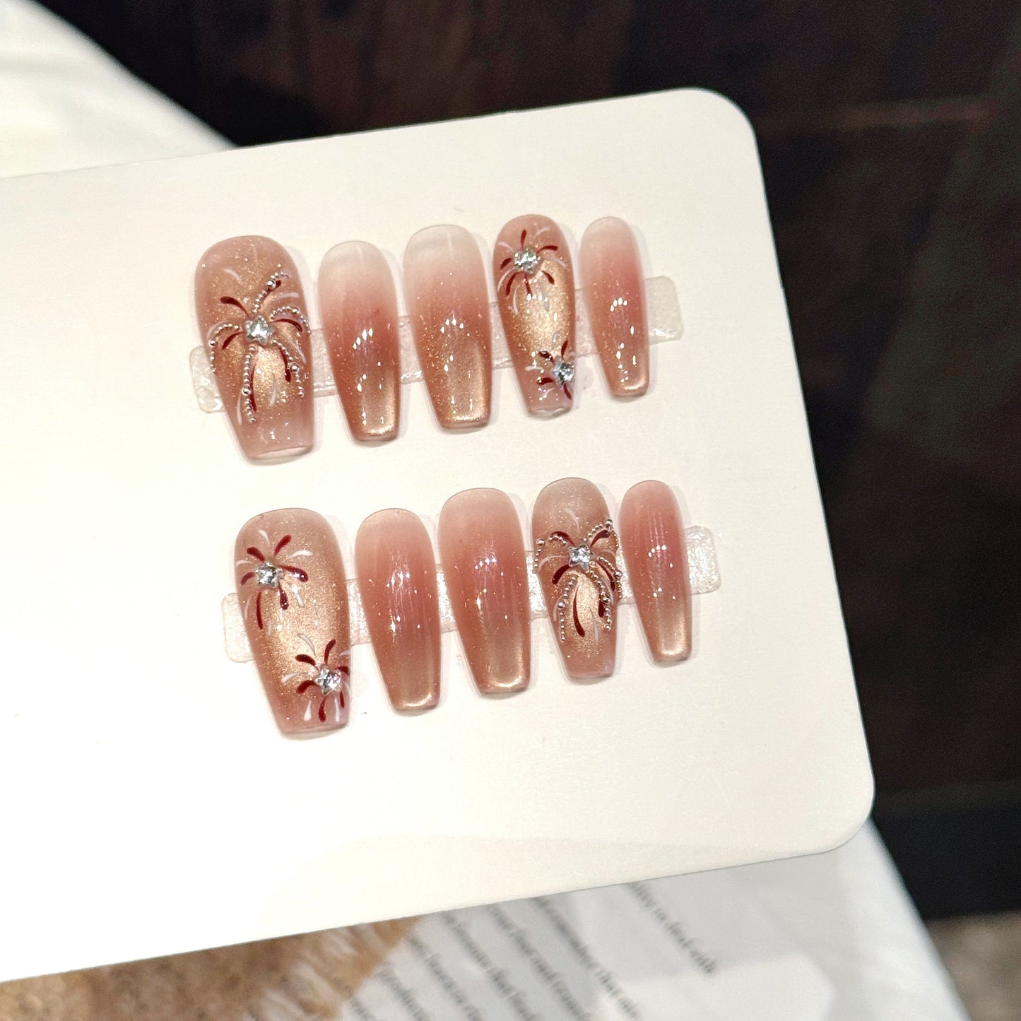 Soft Blush Pearl Spider Floral Press On Nails