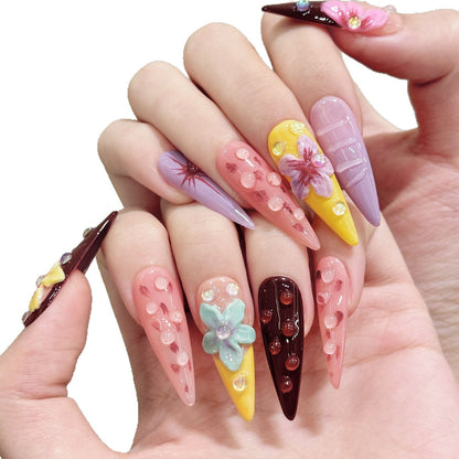 Super Fire Hawaiian Dopamine Handmade 3D Devil's Flower Removable Wearable Nail Nail Sticker | 365nails