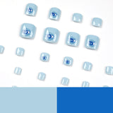 Unhas postiças azuis para os pés, manicure com efeito cool eye, produto finalizado, atacado, unhas postiças removíveis ｜365nails