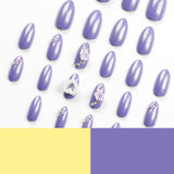 Gypsy purple almond press on nails pearl love nail piece white flower camellia nail piece fake nail wholesale｜365nails