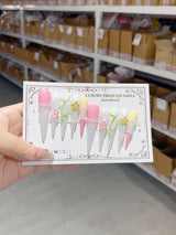 Soft Pearl Floral Extra Long Press On Nails