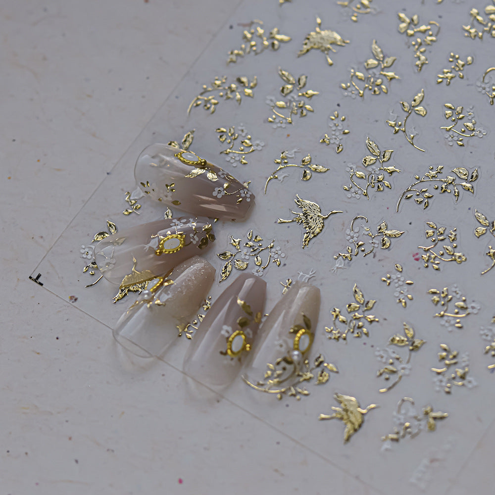 鍍金野花系列：「新款金箔野花」—3D浮雕甲貼