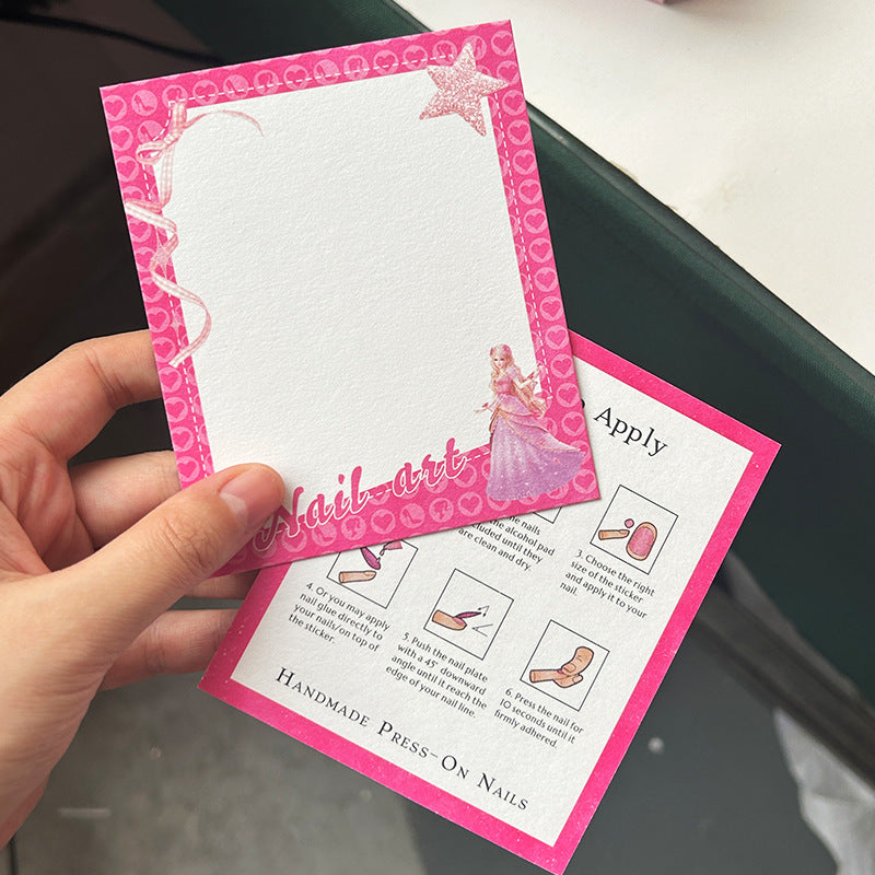 Pink Gradient Cotton Texture Nail Display Card – Elegant Press‑On Nail Packaging Background Card