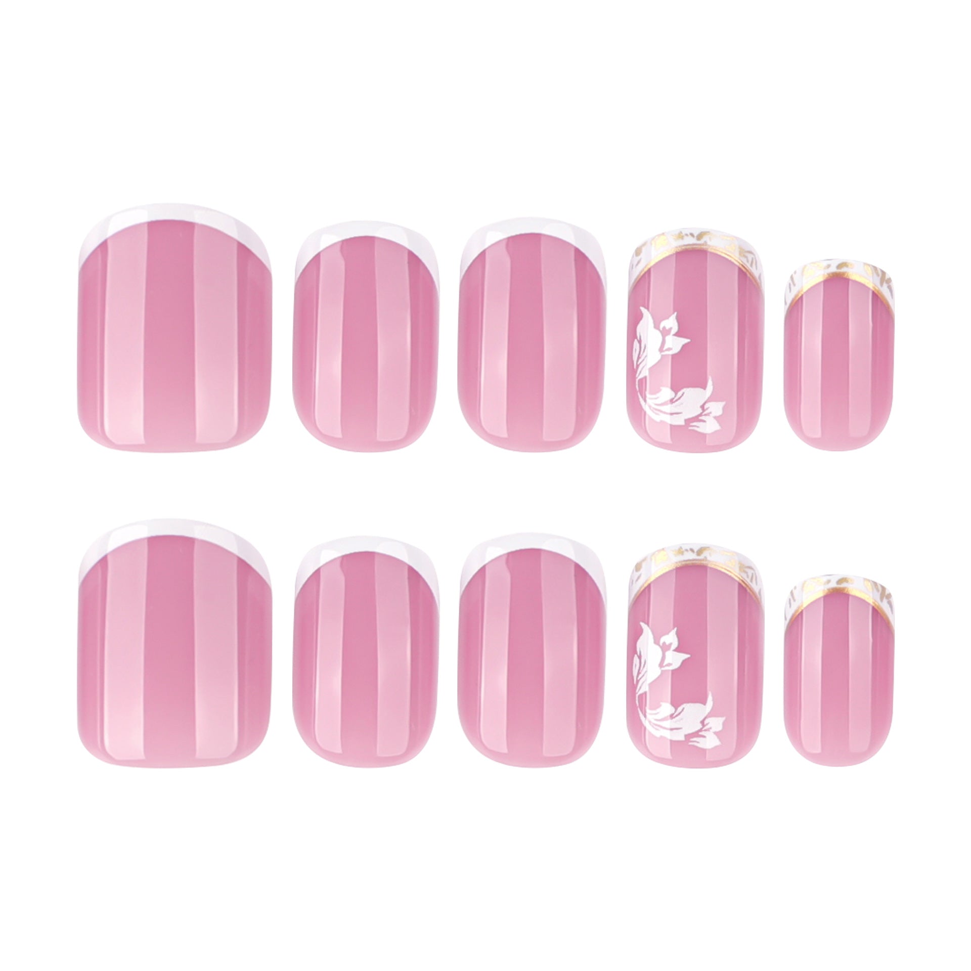 歐美風夏日柔美白花穿戴甲（短款方形）成品批發｜365nails