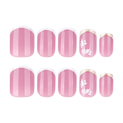 Europe and the United States wear nail summer gentle white flower nail art short square nail art  finished product wholesale｜365nails