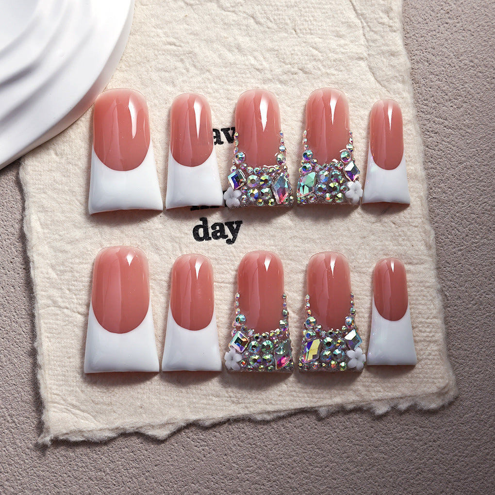 Nude Pink Crystal Duckbill Press-On Nails