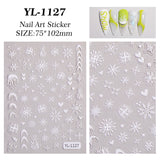 Winter Christmas Snowflake Nail Art Sticker 5D Embossed Three-dimensional White Hollow Snowflake Nail Sticker Ornament YL