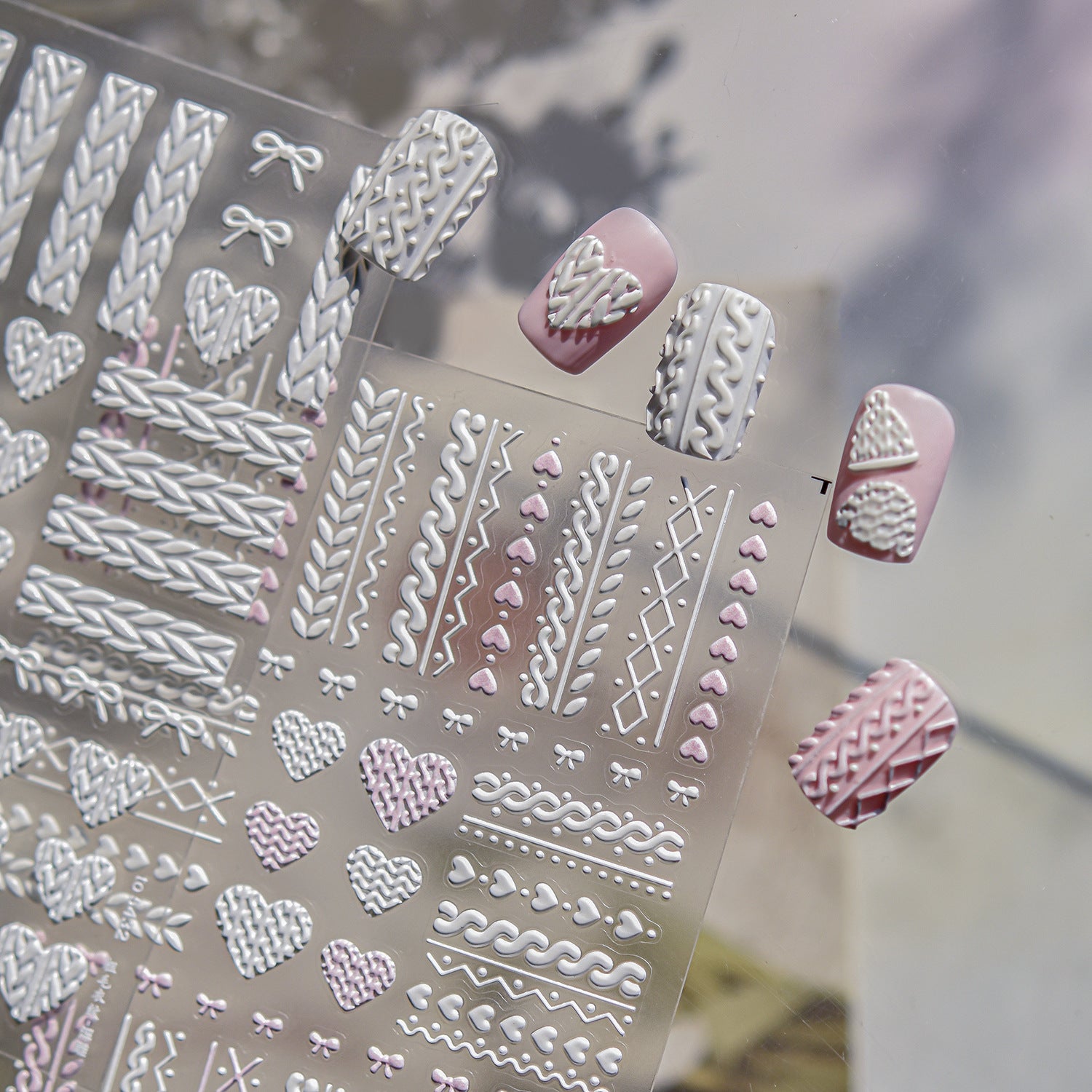Knit Texture Collection: "Cozy Knit" – 3D Embossed Nail Sticker