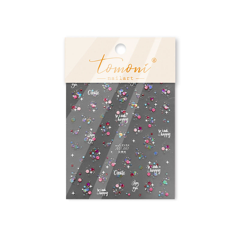 Holographic Heart & Positive Words – Playful Glam Nail Art Set
