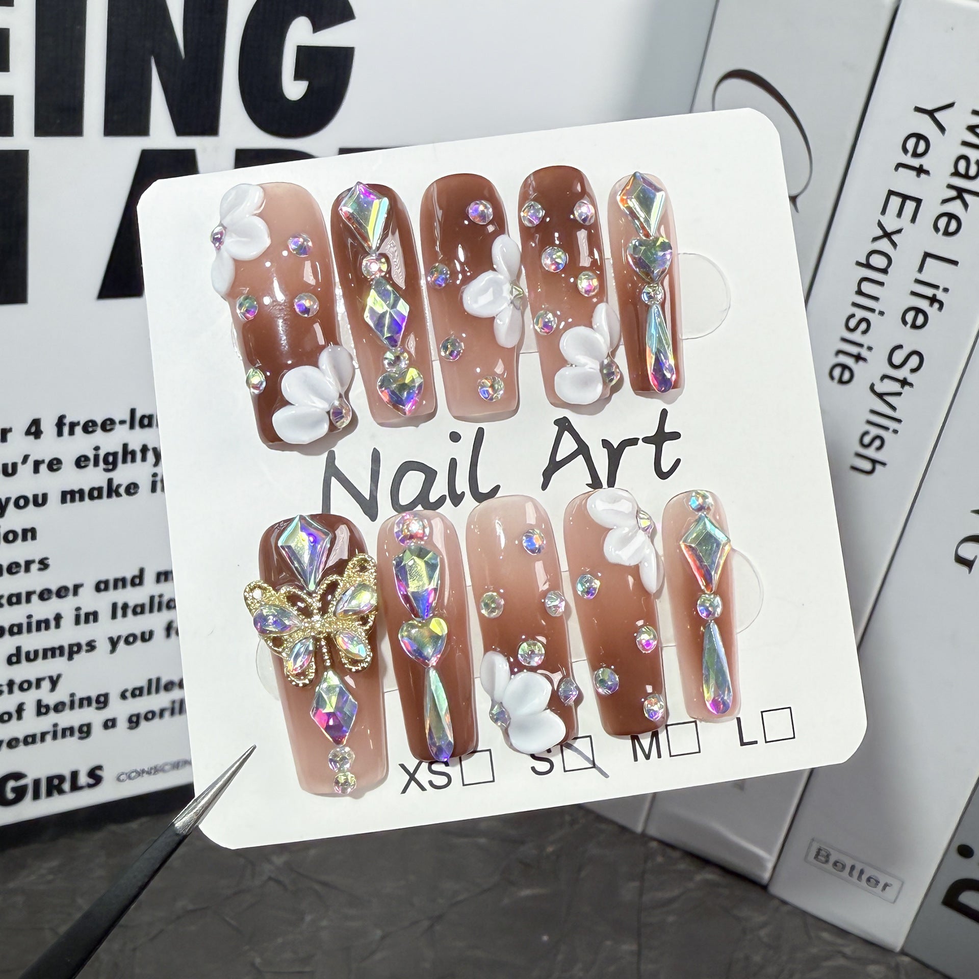 Patch de unha quadrado europeu Burst Flash, escultura tridimensional, mudança gradual, unhas postiças artesanais de luxo, atacado de fábrica｜365nails