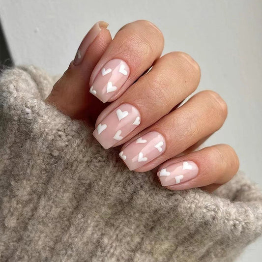 Wear nail art wholesale Valentine's Day nail pads naked powder white love nail pads finished product removable advanced｜365nails