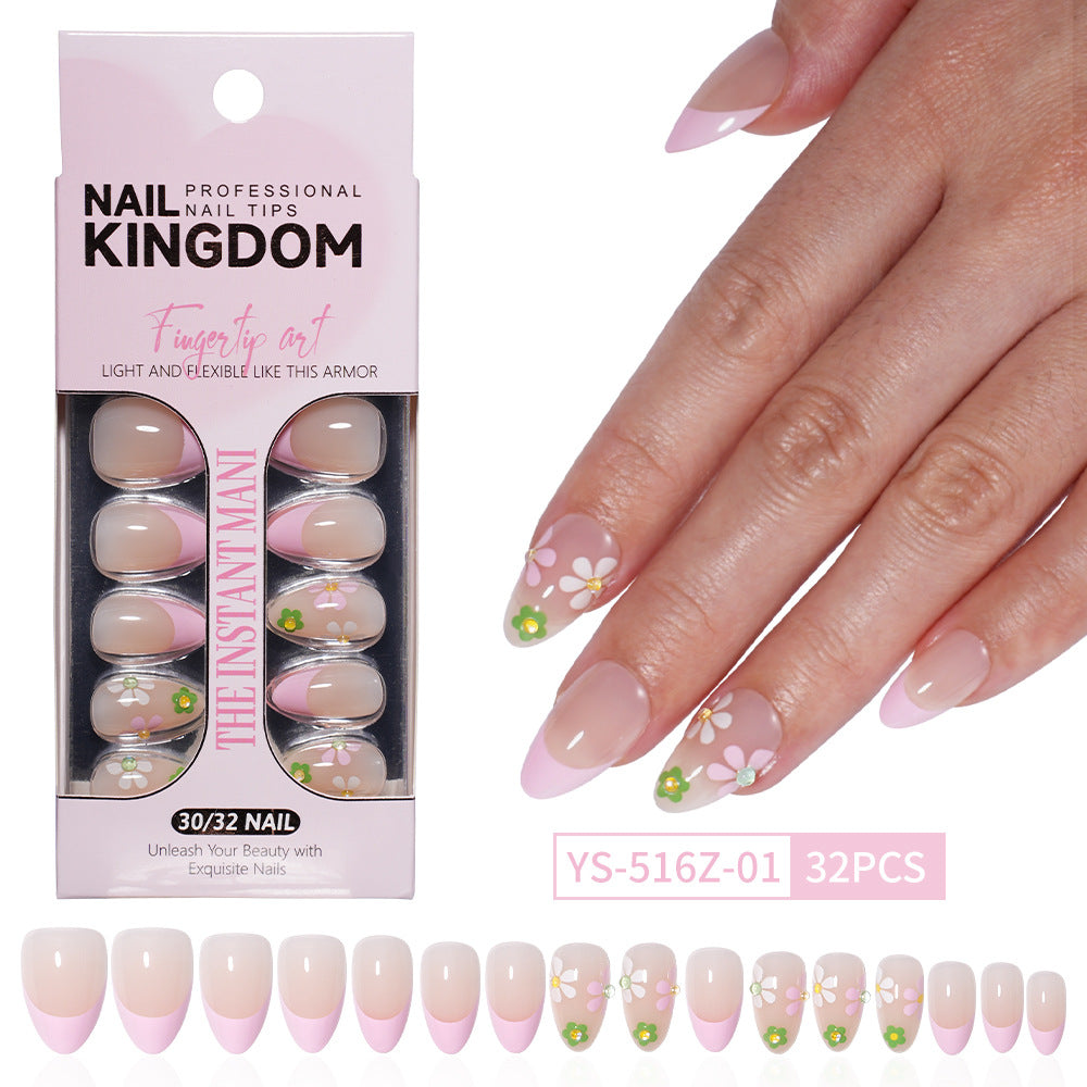 "Spring Daisy French" - Floral 32Pcs Press-On Nails Set