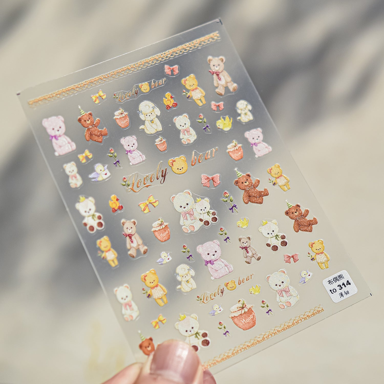 Moschino Big Head Teddy Bear: "Luxury Teddy Crew" – 5D Embossed Nail Sticker