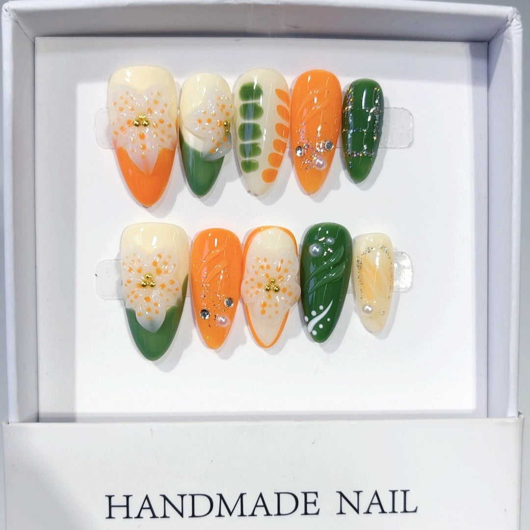 Frescor Cítrico Floral: "Orange Blossom" – Unhas Postiças de Amêndoa