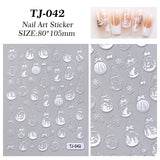 Internet celebrity winter christmas ball nail sticker 5d relief white hollow christmas ball nail sticker jewelry TJ model