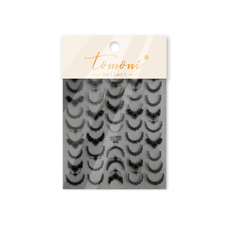 Black Lace Emboss – Vintage Gothic Nail Art Stickers