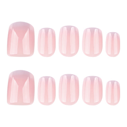 Simple French gradual change light gray purple manicure nail piece short square short fake nail removable wearable nail wholesale｜365nails