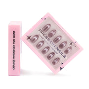 Unhas postiças de gatinho francesas simples unhas postiças transparentes cinzas em formato de amêndoa tipo avançado atacado
