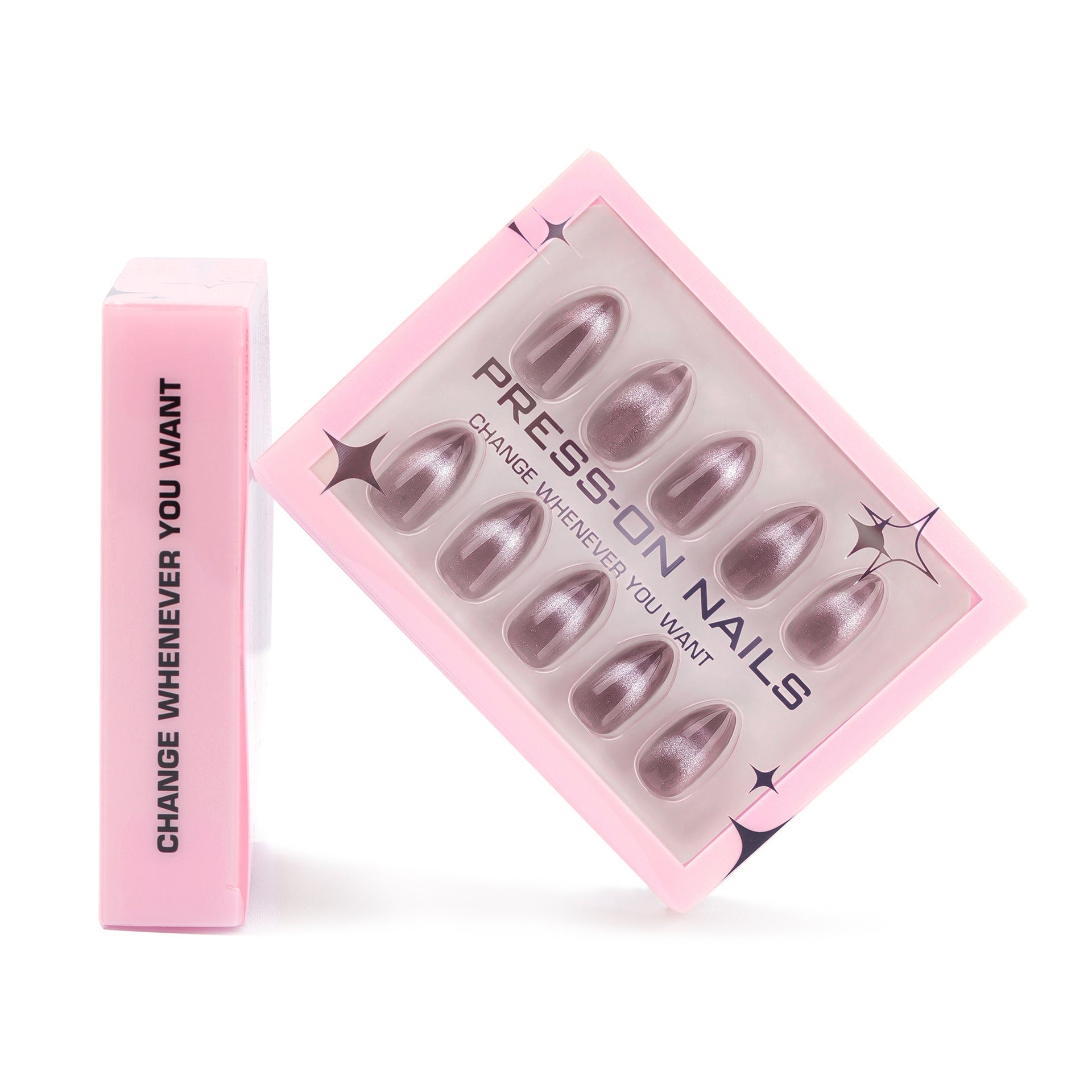 Unhas postiças de gatinho francesas simples unhas postiças transparentes cinzas em formato de amêndoa tipo avançado atacado